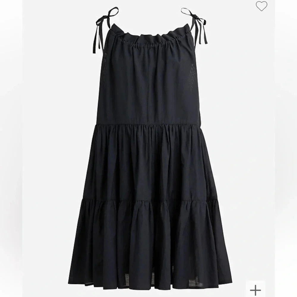 J. Crew Tie-shoulder tiered mini dress Black Sz XXS